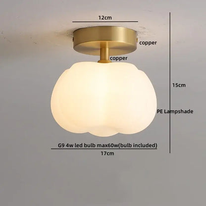 Gold flower frosted glass ceiling lamp hallway light