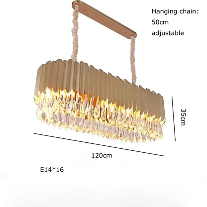 Gold fluted crystal water droplet pendant lights for dining room