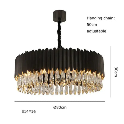 Gold fluted crystal water droplet pendant lights for dining room