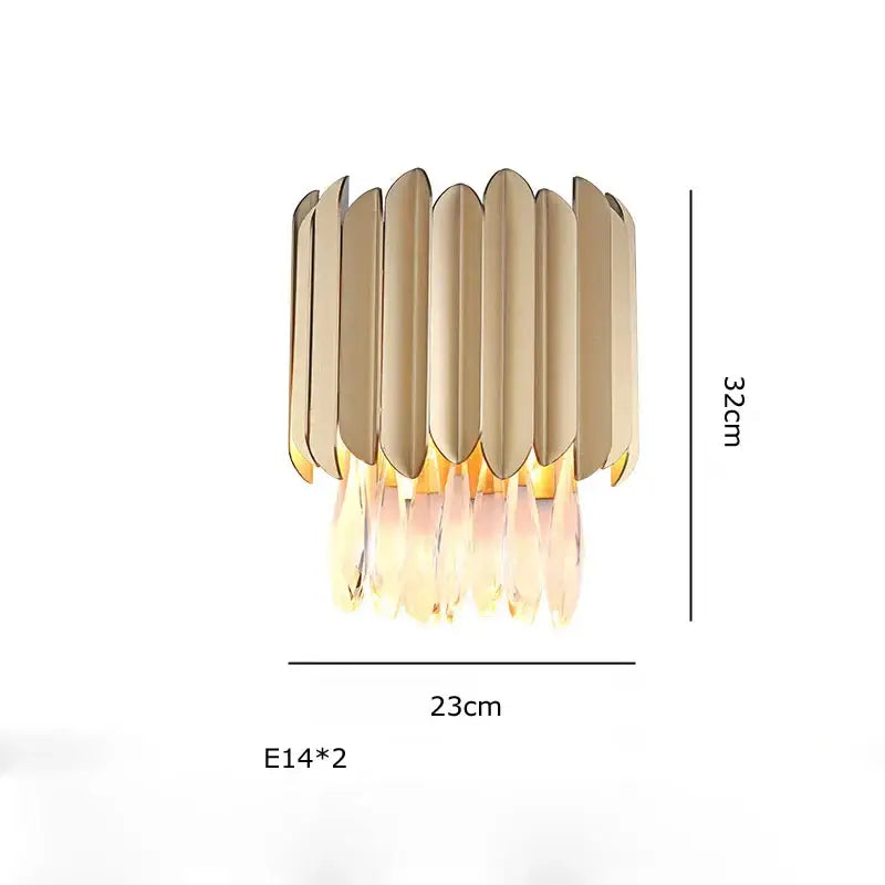 Gold fluted crystal water droplet pendant lights for dining room