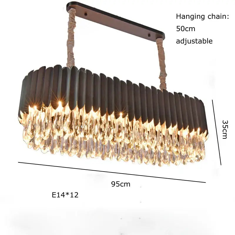 Gold fluted crystal water droplet pendant lights for dining room