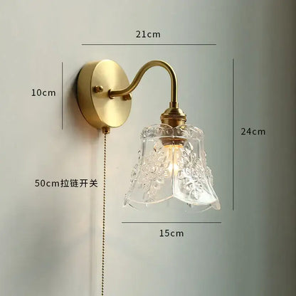 Gold fluted glass wall sconce – bedroom articulated wall lamp