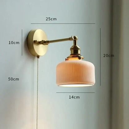 Gold fluted glass wall sconce – bedroom articulated wall lamp
