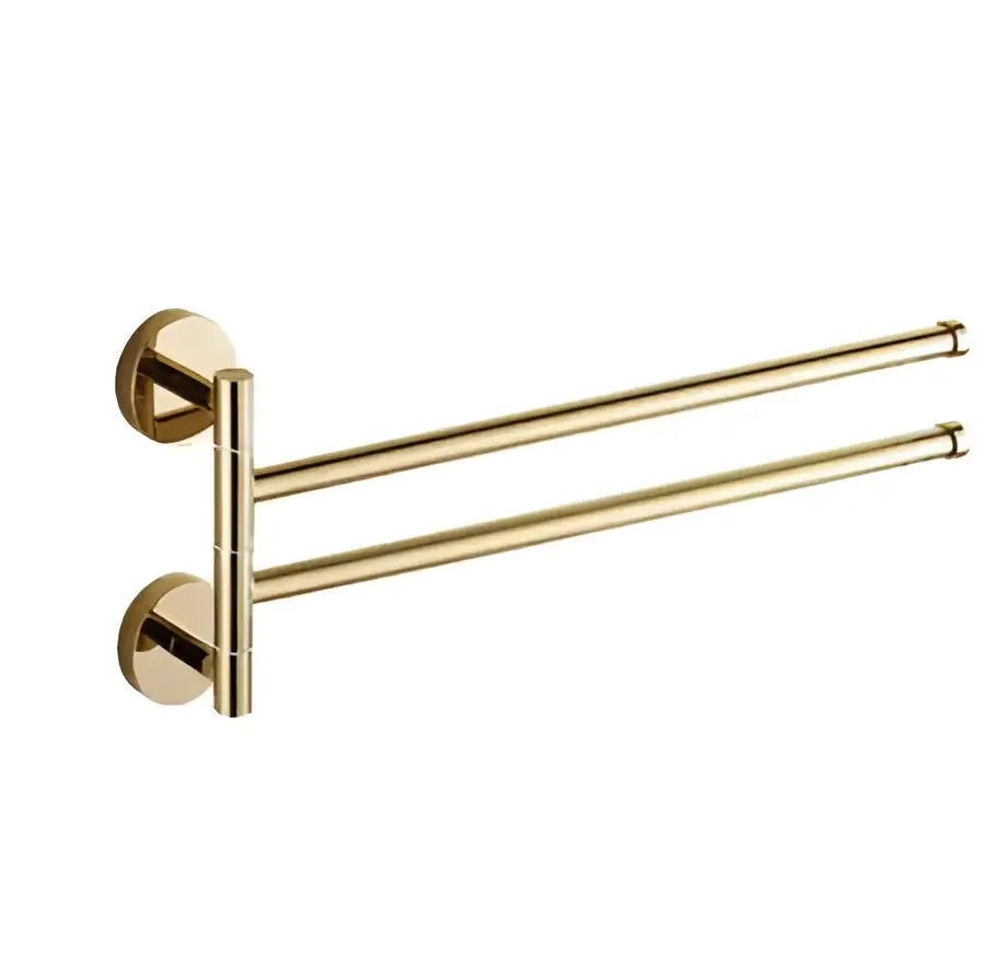 Gold four tier copper swivel towel rack bathroom wall mount holder