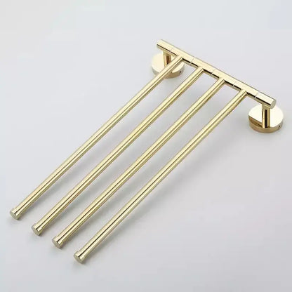 Gold four tier copper swivel towel rack bathroom wall mount holder