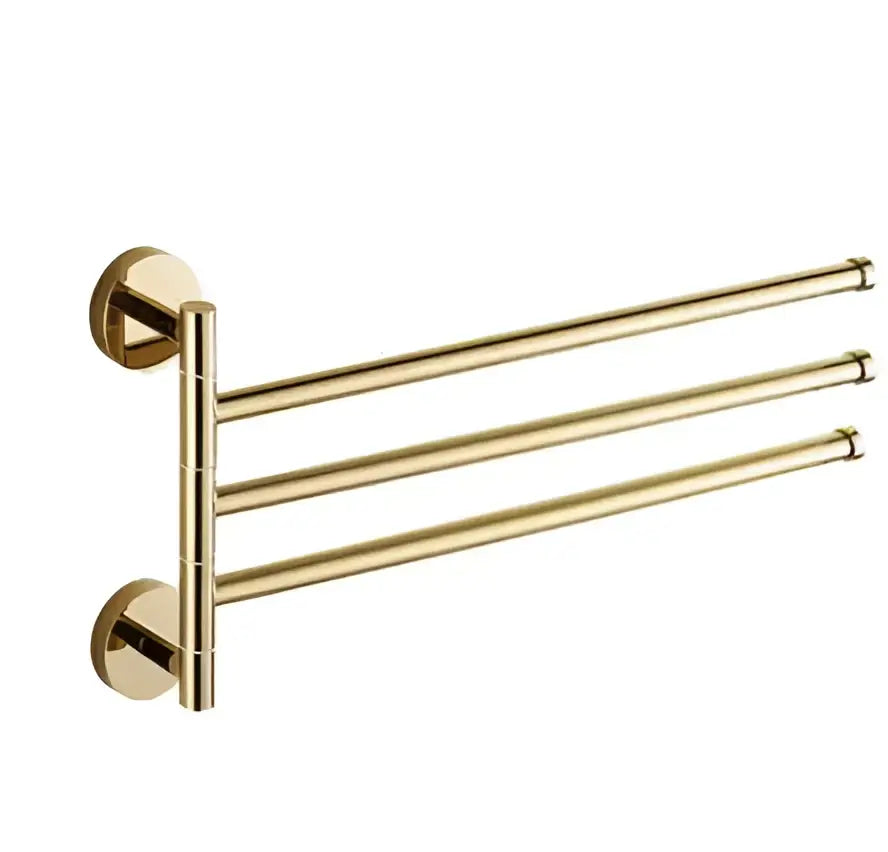 Gold four tier copper swivel towel rack bathroom wall mount holder