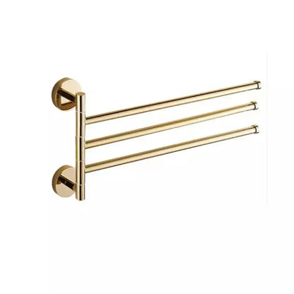 Gold four tier copper swivel towel rack bathroom wall mount holder