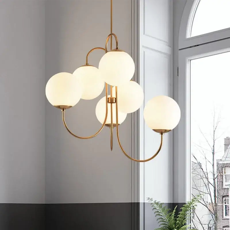 Gold frosted glass ball led pendant chandelier for kitchen lighting