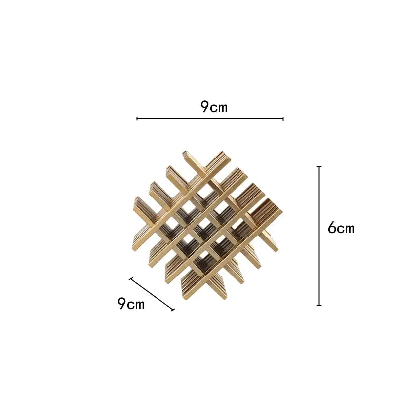 Gold geometric block metal bookends living room lattice decor