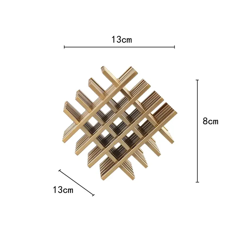 Gold geometric block metal bookends living room lattice decor