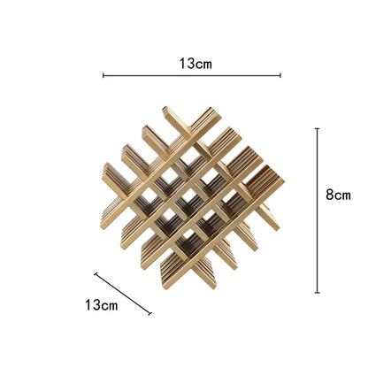 Gold geometric block metal bookends living room lattice decor