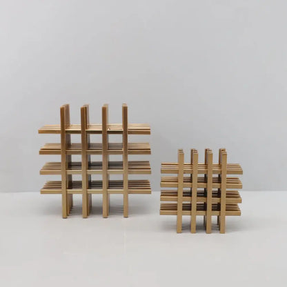 Gold geometric block metal bookends living room lattice decor