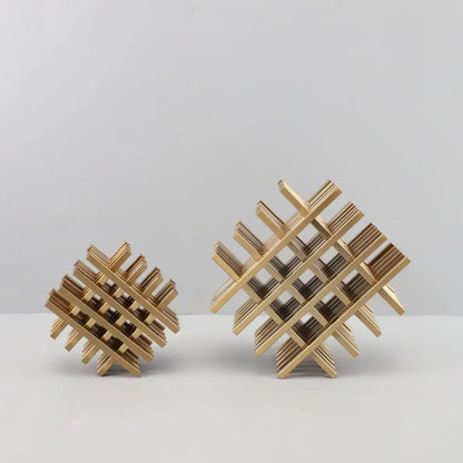 Gold geometric block metal bookends living room lattice decor