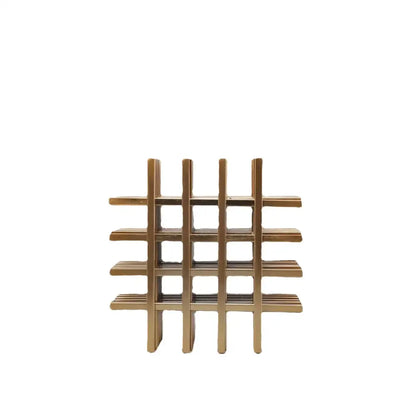 Gold geometric block metal bookends living room lattice decor