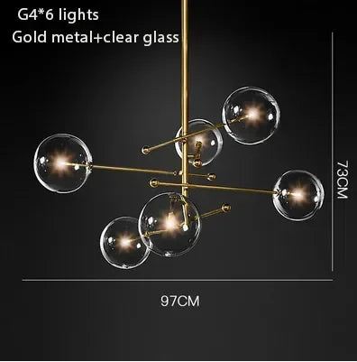 DecorBites™ Gold Glass Bubble Chandelier for Dining Room