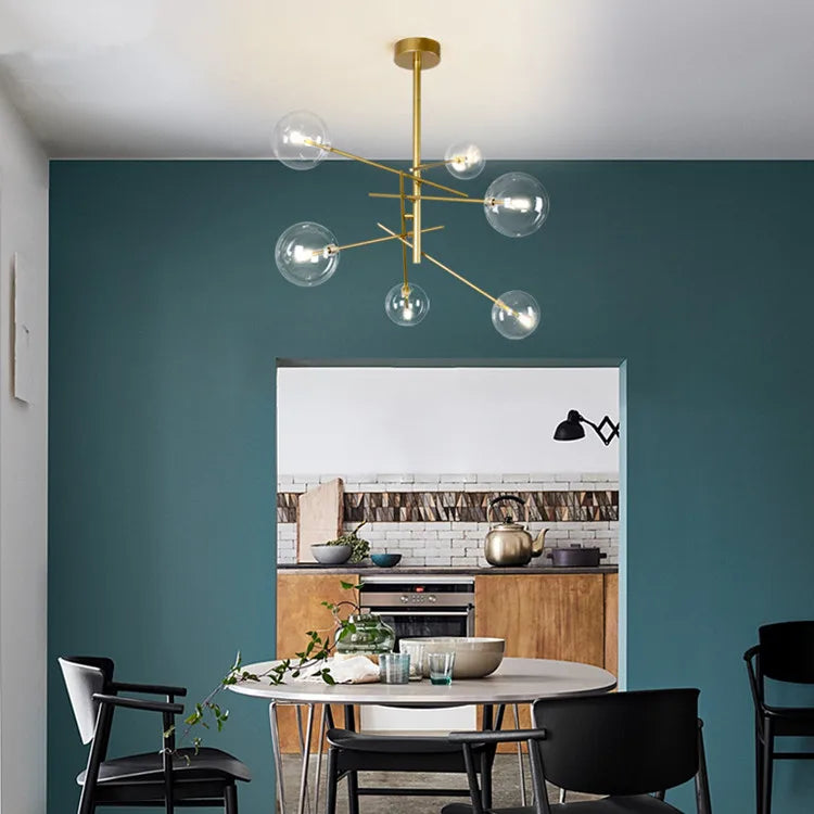 DecorBites™ Gold Glass Bubble Chandelier for Dining Room