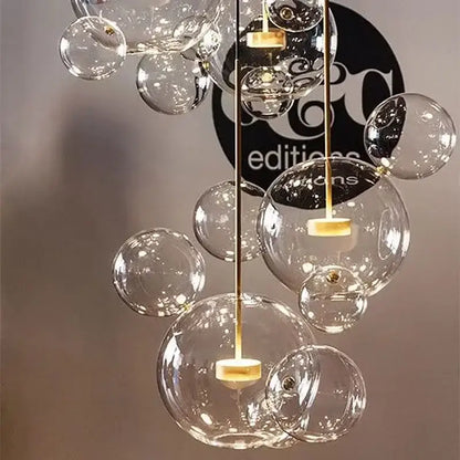 Gold glass bubble led chandelier dining room lighting