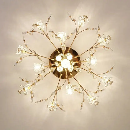 Gold glass flower chandelier ceiling lamp for living room