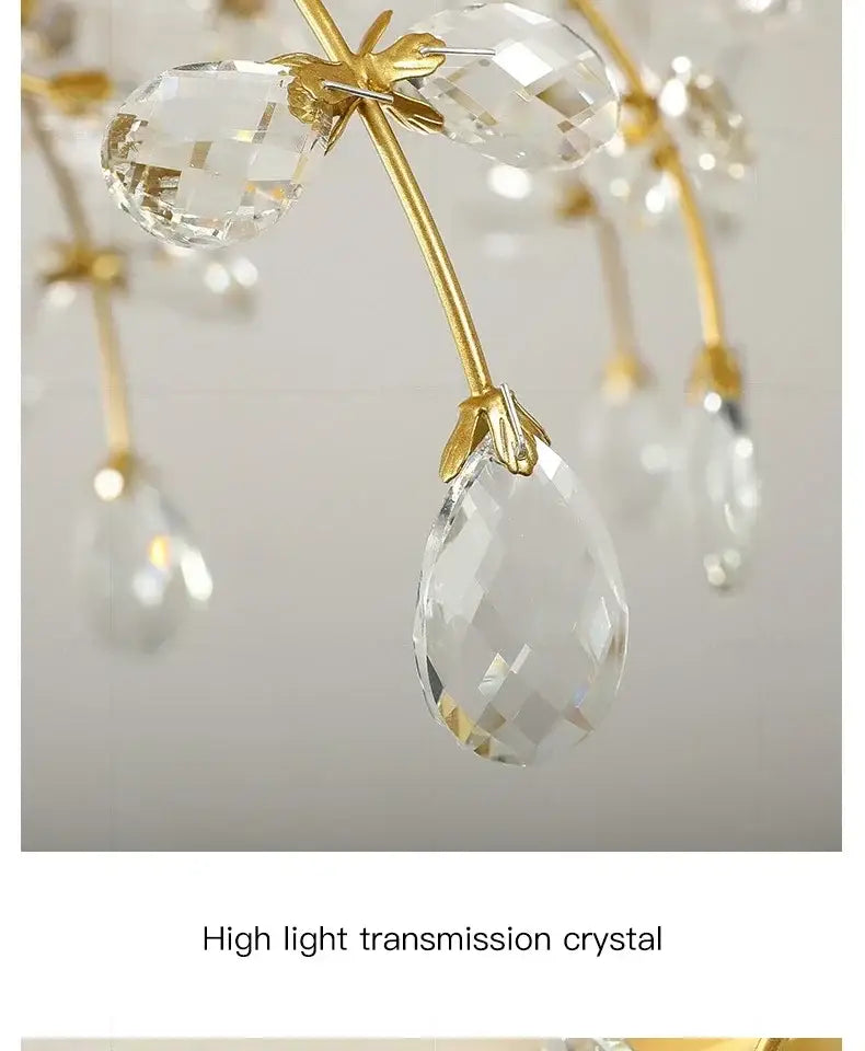Gold glass flower chandelier ceiling lamp for living room