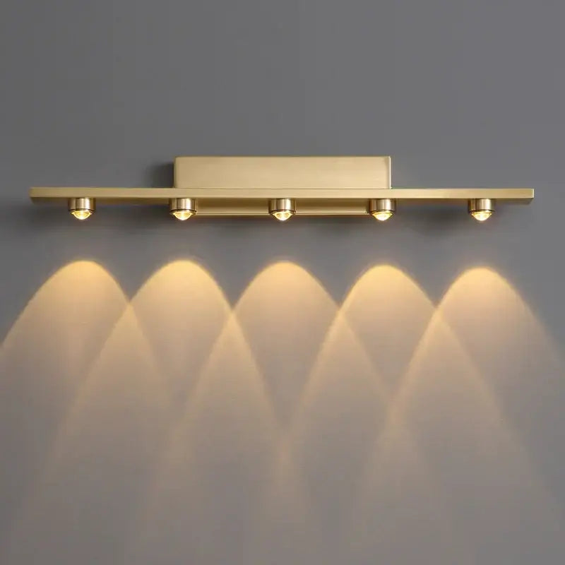 Gold iron art mirror wall sconce five spotlight bathroom light