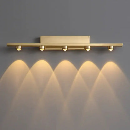 Gold iron art mirror wall sconce five spotlight bathroom light