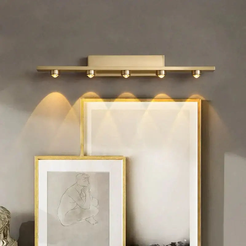 Gold iron art mirror wall sconce five spotlight bathroom light