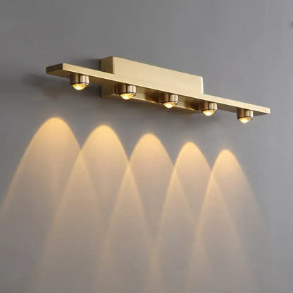 Gold iron art mirror wall sconce five spotlight bathroom light