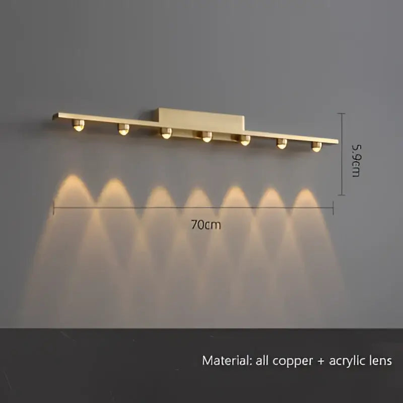 Gold iron art mirror wall sconce five spotlight bathroom light