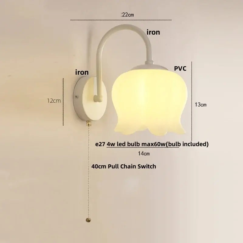 Gold iron led wall sconce with pull chain for hallway