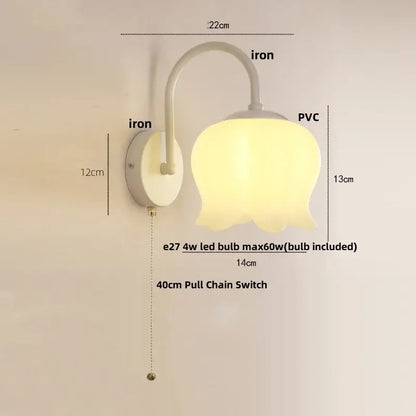 Gold iron led wall sconce with pull chain for hallway