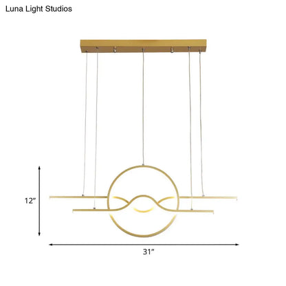 DecorBites™ Gold Island LED Pendant Light with Modern Wavy Design for Dining Area