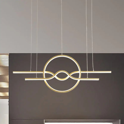 DecorBites™ Gold Island LED Pendant Light with Modern Wavy Design for Dining Area