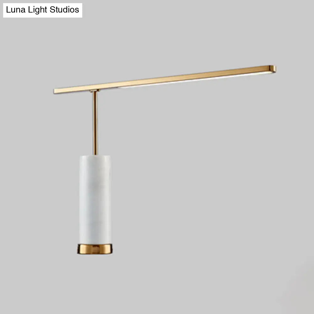 DecorBites™ Gold L-Shaped LED Nightstand Lamp: Stylish Table Light with Marble Base