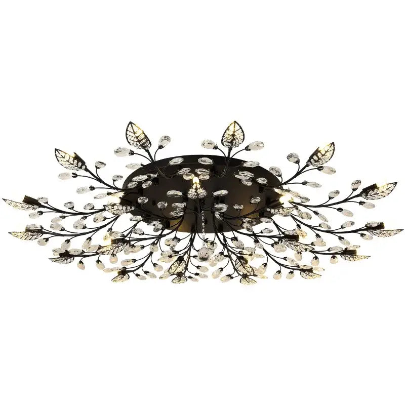 Gold leaf crystal ceiling chandelier led for living room
