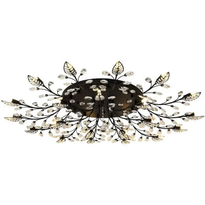 Gold leaf crystal ceiling chandelier led for living room