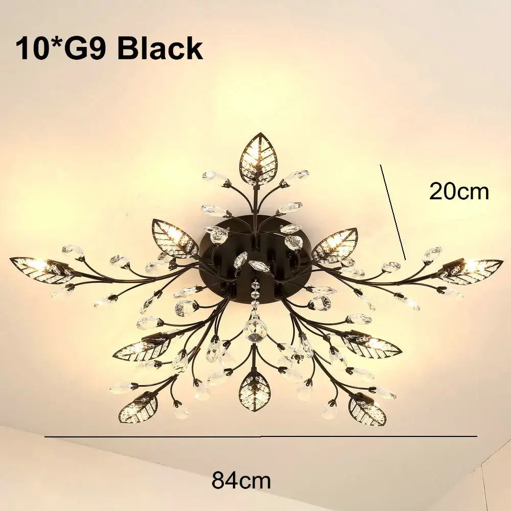 Gold leaf crystal ceiling chandelier for living room