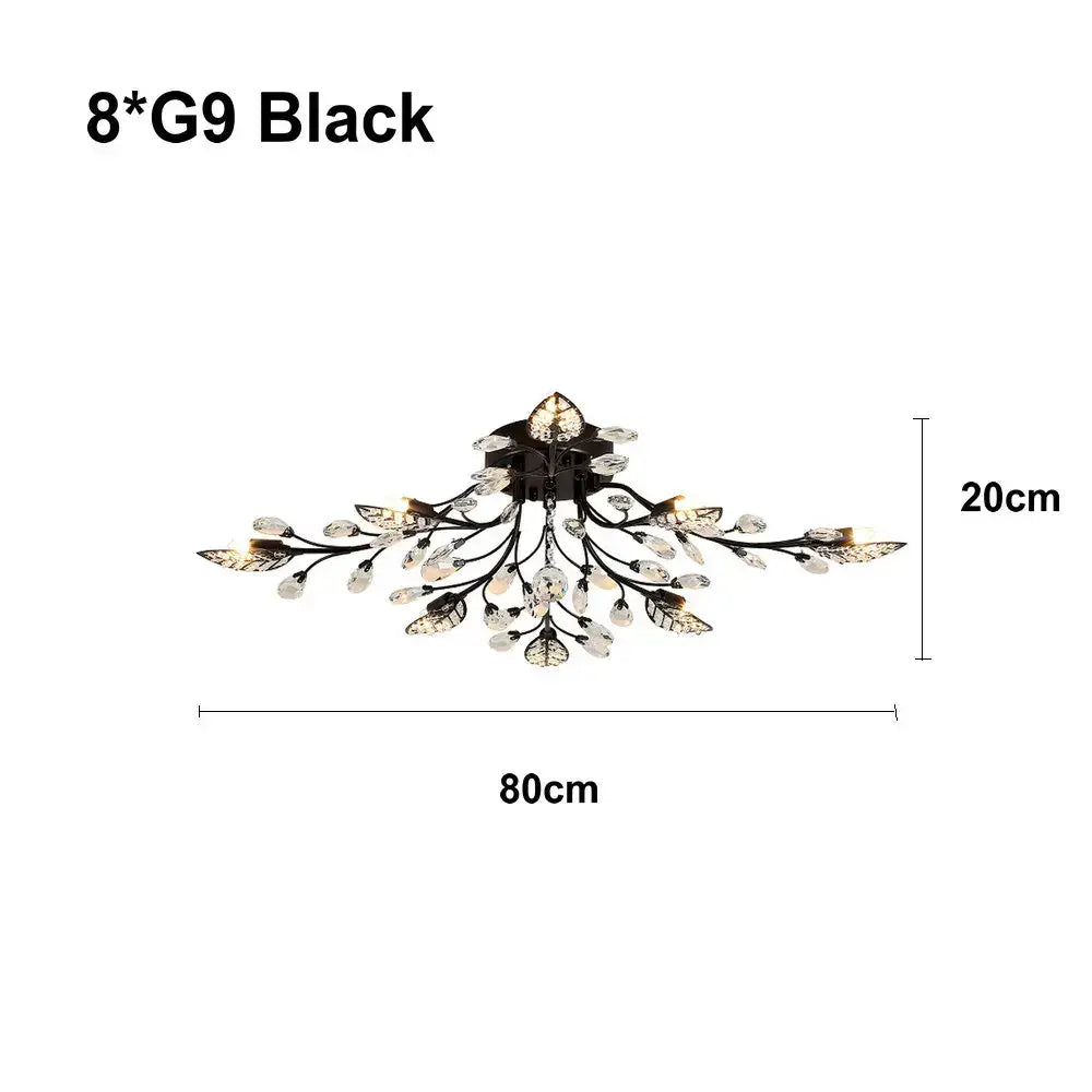 Gold leaf crystal ceiling chandelier for living room