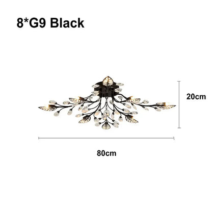 Gold leaf crystal ceiling chandelier for living room
