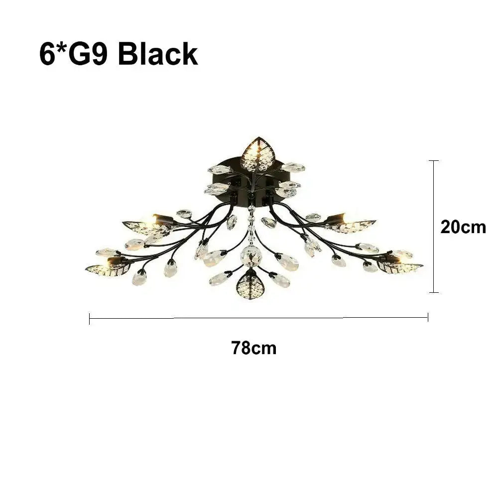 Gold leaf crystal ceiling chandelier for living room