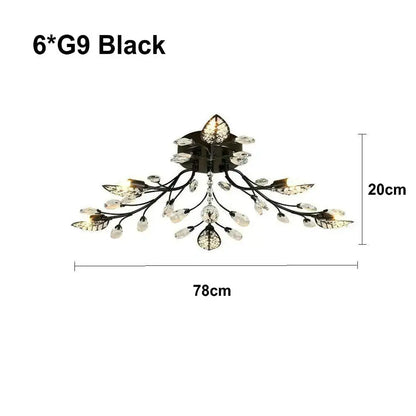 Gold leaf crystal ceiling chandelier for living room