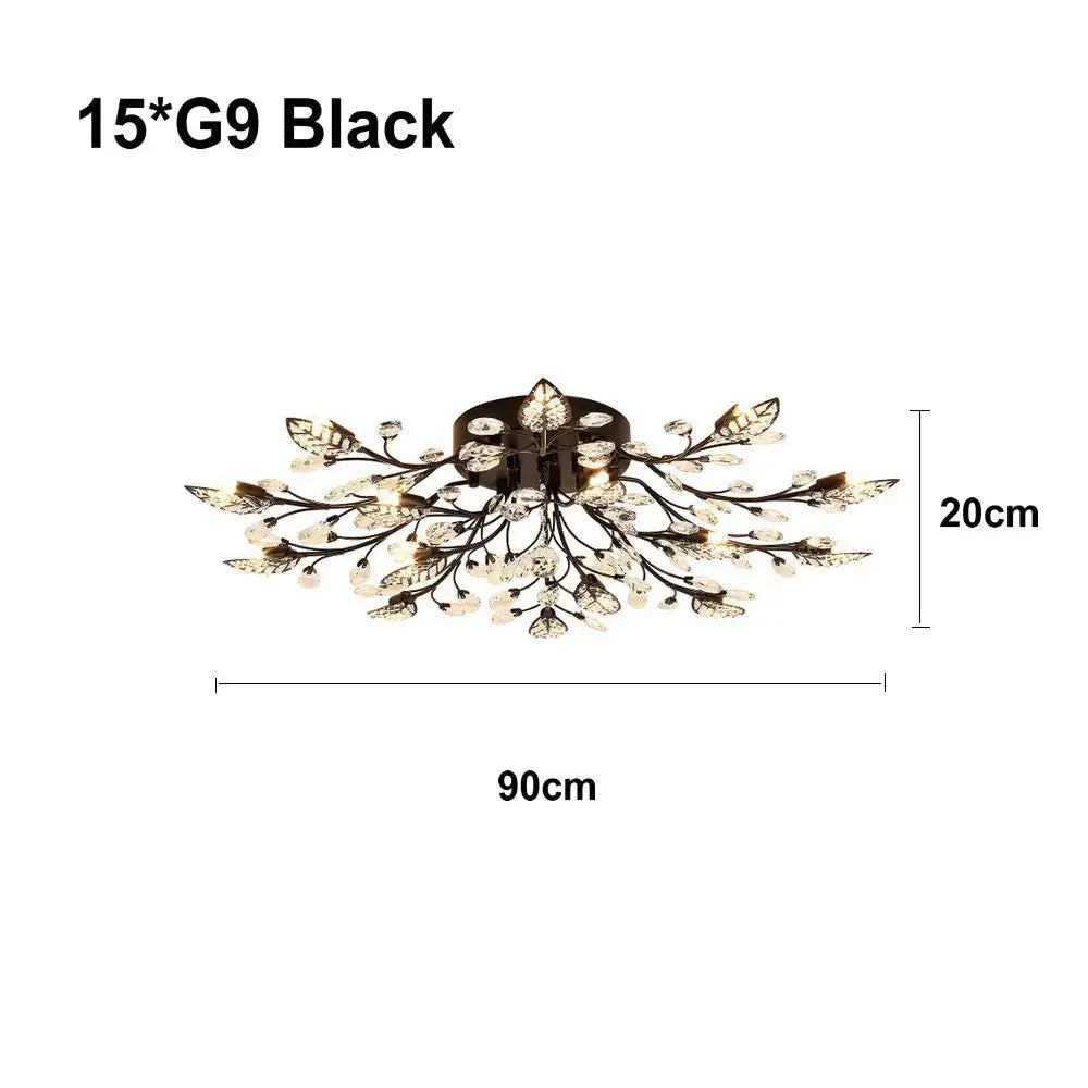 Gold leaf crystal ceiling chandelier for living room