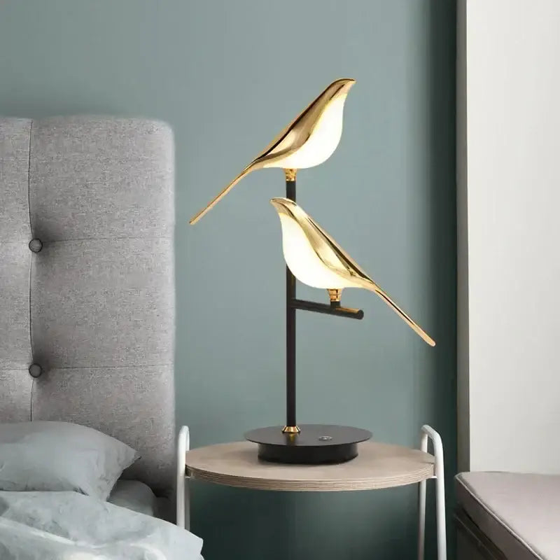 Gold led bird desk lamp for bedroom and living room