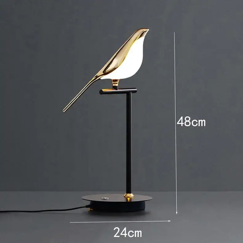 Gold led bird desk lamp for bedroom and living room