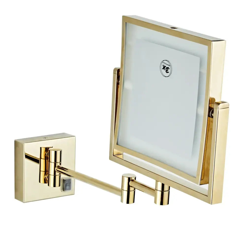 Gold led wall mounted folding square makeup mirror bedroom 3x magnifying