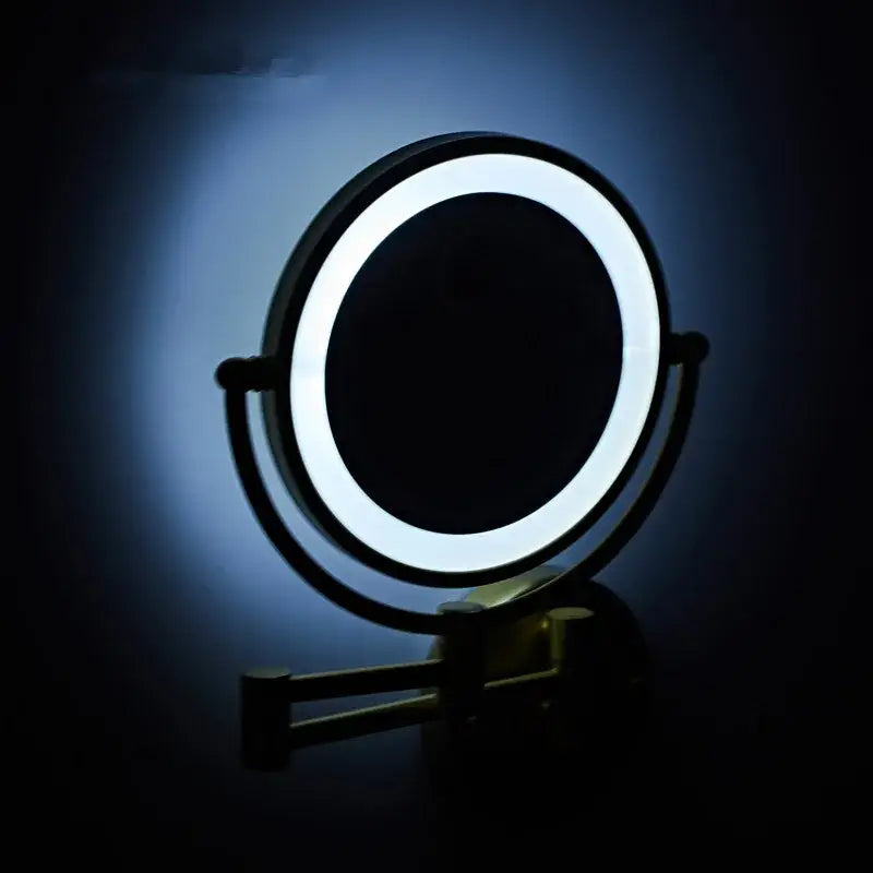 Gold led wall mounted makeup mirror bedroom folding magnifying light