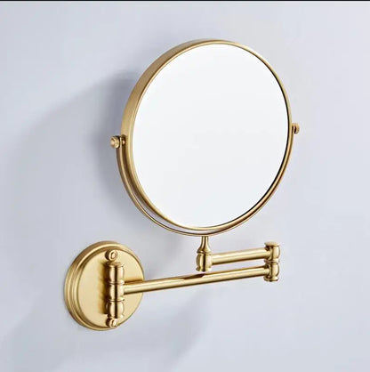 Gold led wall mounted makeup mirror bedroom folding magnifying light