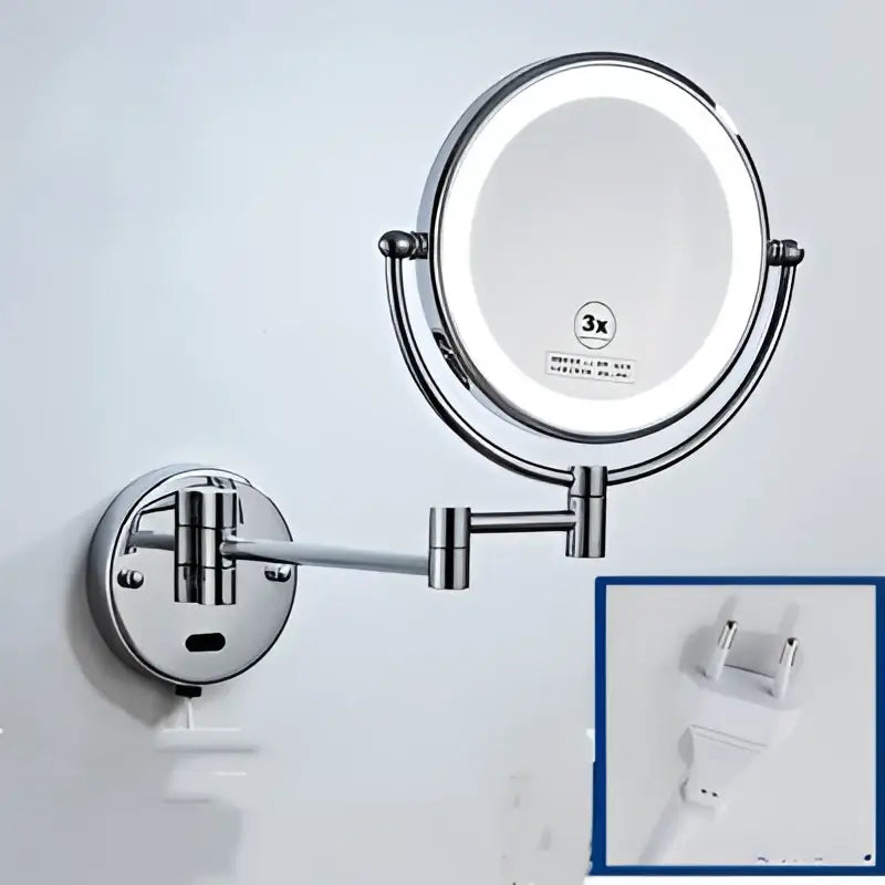 Gold led wall mounted makeup mirror bedroom folding magnifying light