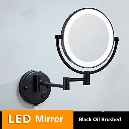 Gold led wall mounted makeup mirror bedroom folding magnifying light