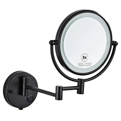 Gold led wall mounted makeup mirror bedroom folding magnifying light