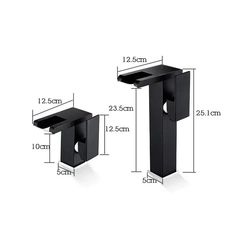 Gold led waterfall basin faucet bathroom temperature color tap